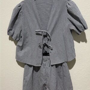 Gray Gingham Two-Piece Set